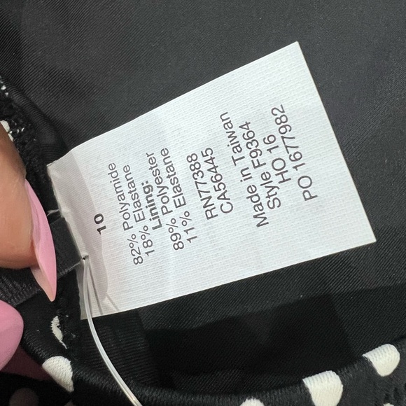 NWT! J.Crew Black White Polka Dots Ruffle Top Plunge Back Swimsuit Size US 10 - Picture 8 of 13